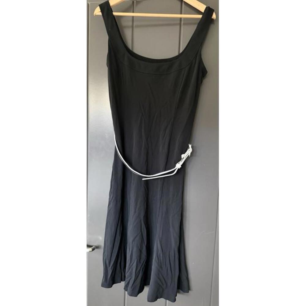 Lauren Ralph Lauren Black Sleeveless Fit & Flare Dress Belted Size 12 Midi